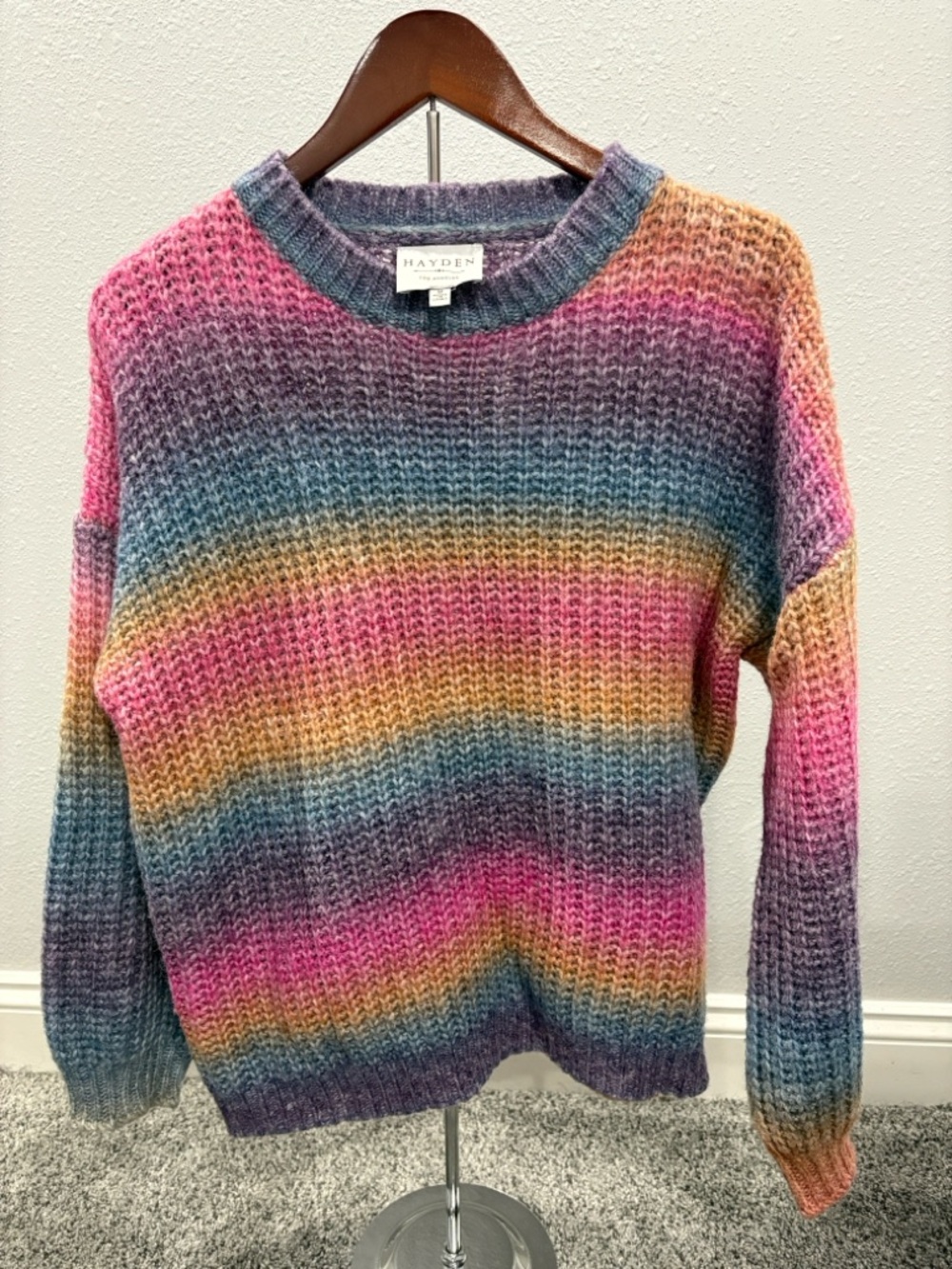 Hayden Multicolor Ombre Crewneck Sweater - Pink, Blue, Gold
